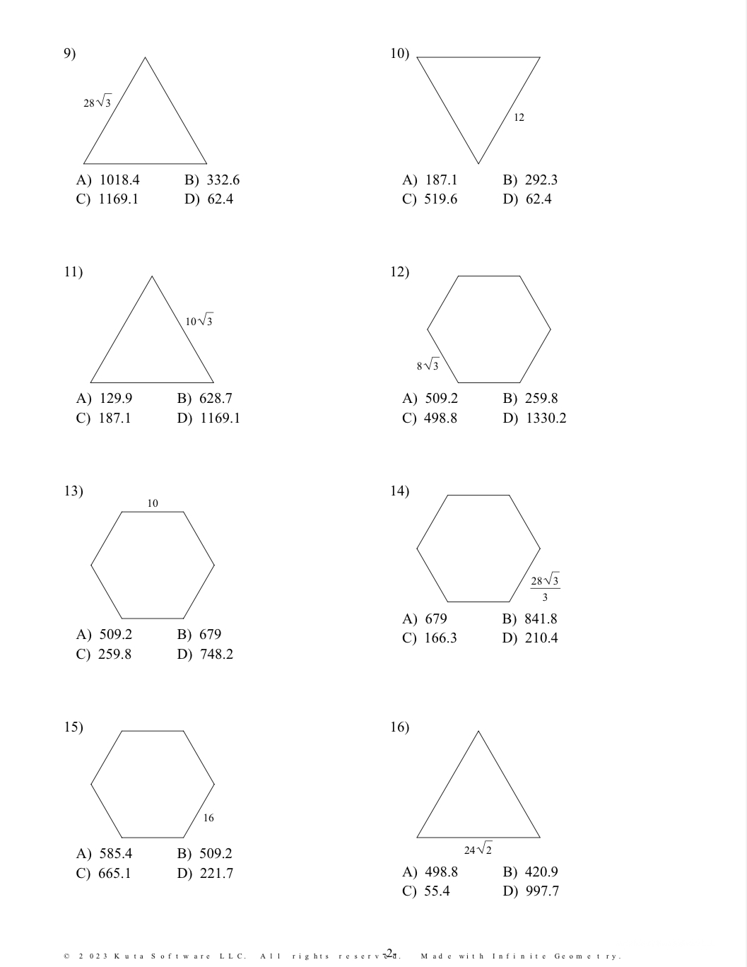 Geometry Name ID: 1 0 20 23 Kuta Software LLC.