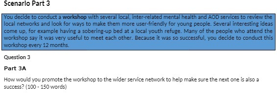 Scenario Part 3 You decide to conduct a workshop