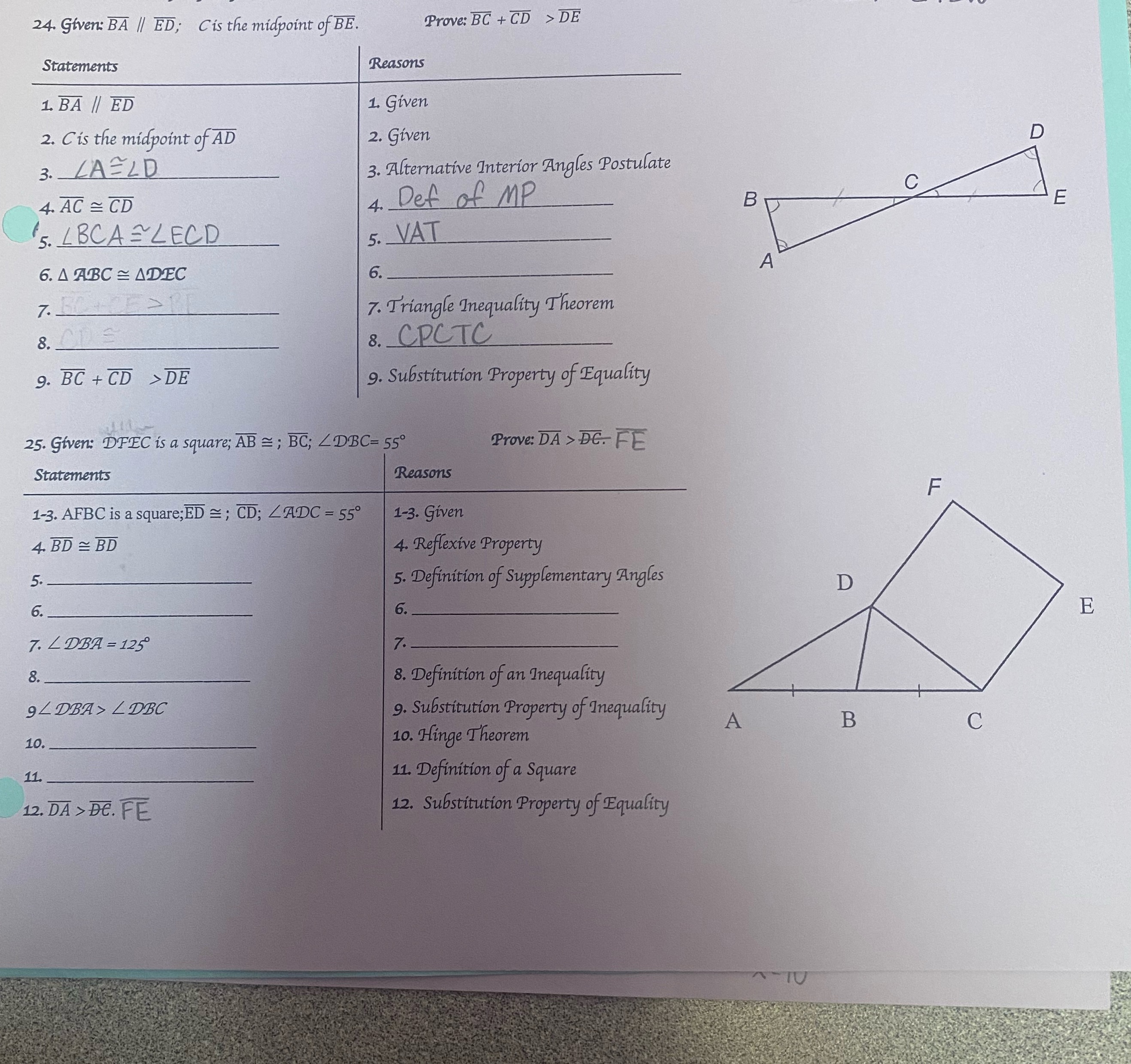 How do you problems 24-24? 24. Given: BA || ED;