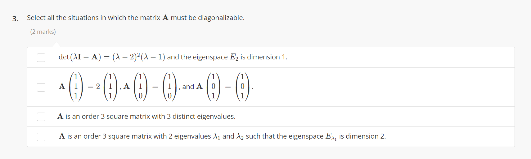Suppose A has characteristic polynomial det(a:I i