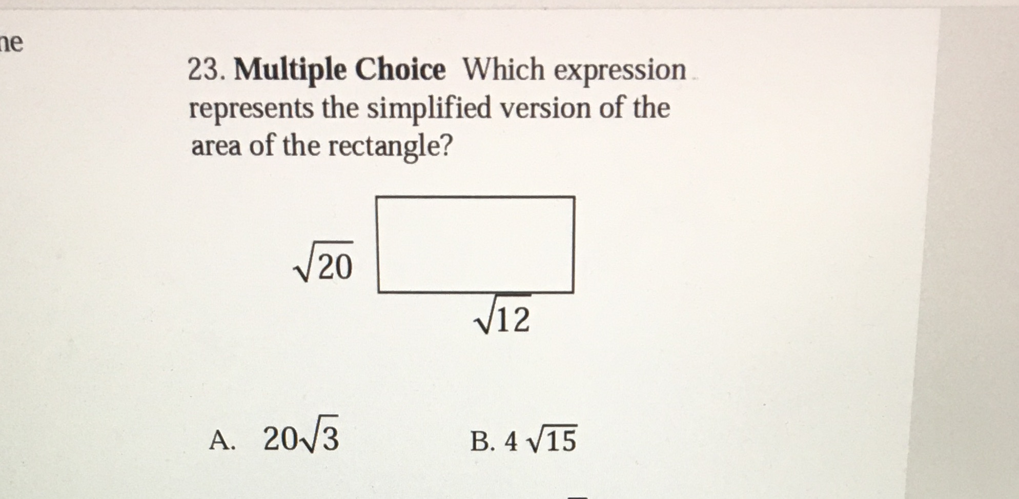 ne 23. Multiple Choice Which expression