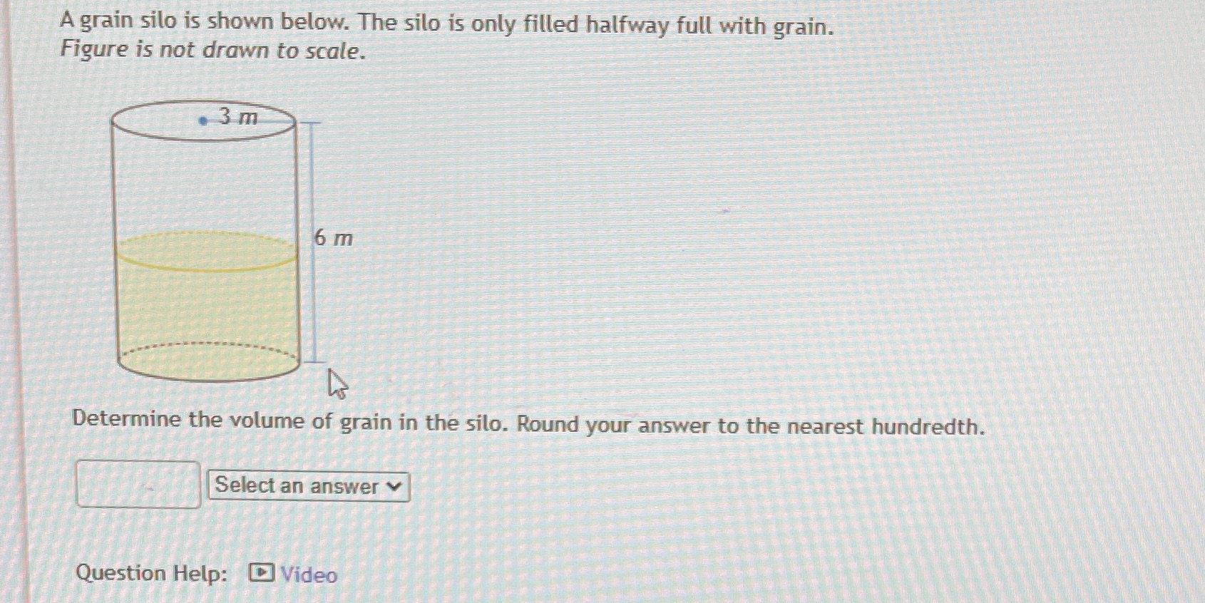 A grain silo is shown below. The silo is only