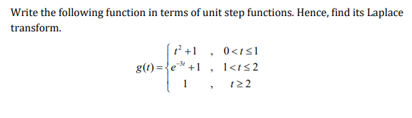 Write the following function in terms of unit