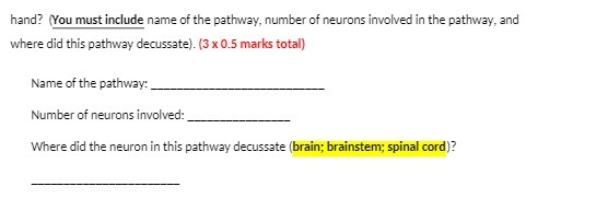 hand? (You must include name of the pathway,