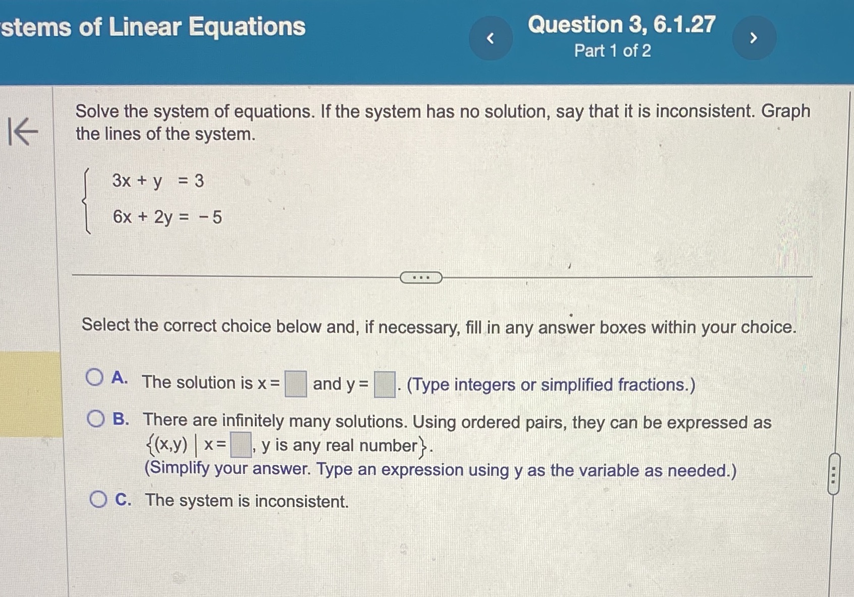 help stems of Linear Equations Question 3, 6.1.27