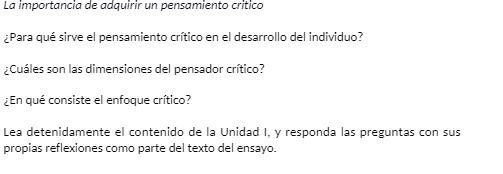 La importancia de adquirir un pensamiento critico