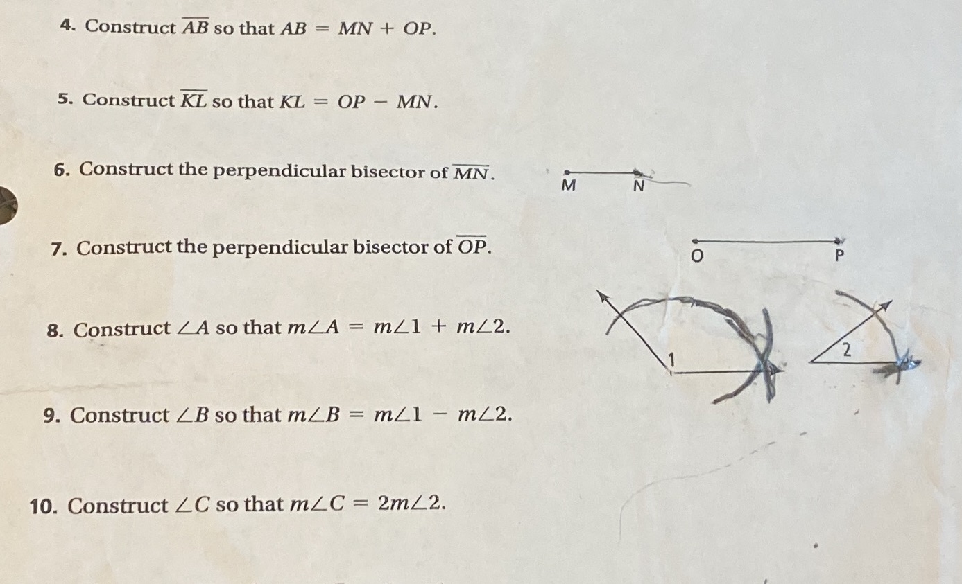 Please help with questions 9&10 4. Construct AB