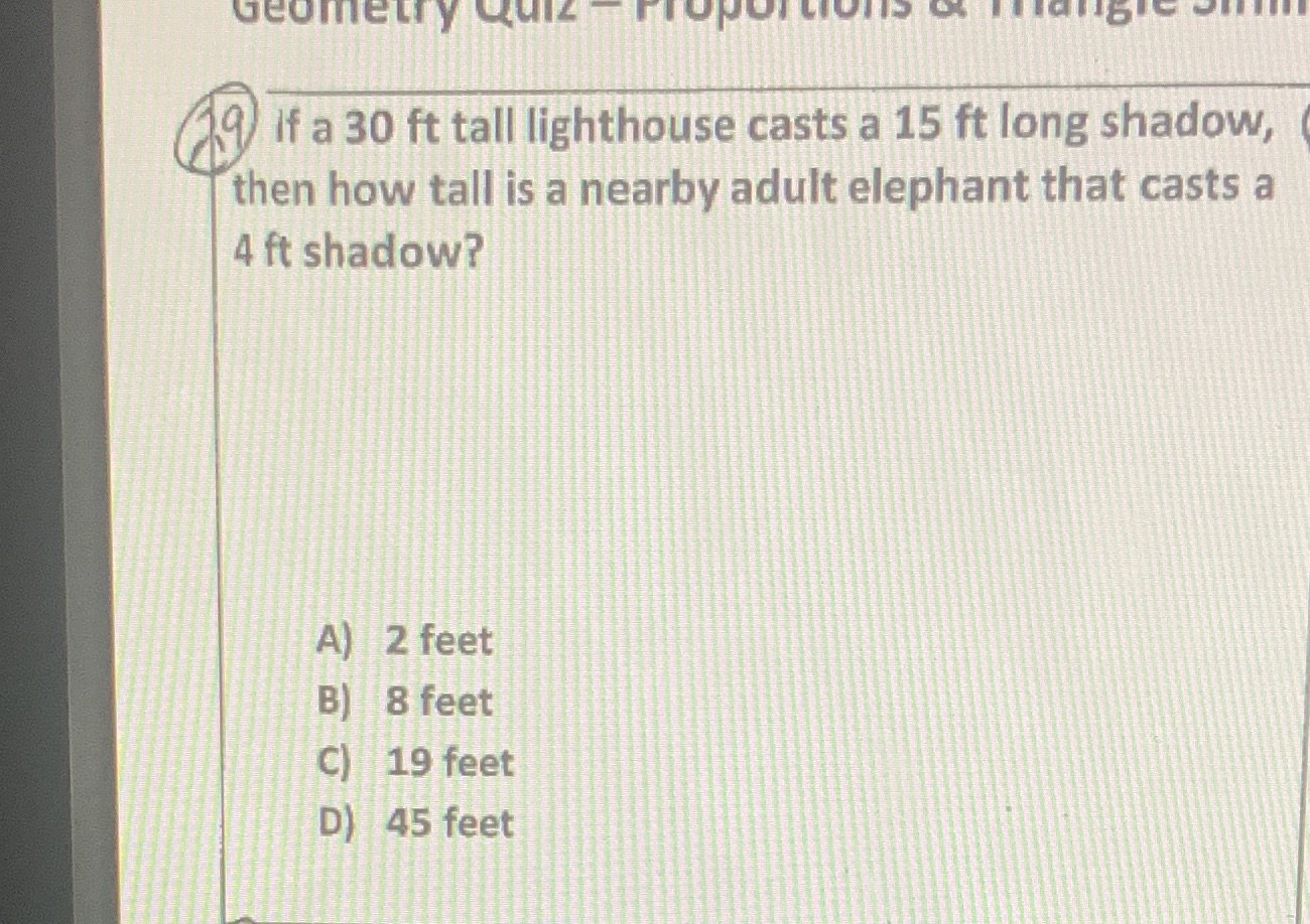 I need help 1 Geometry Quiznoportions of If a 30