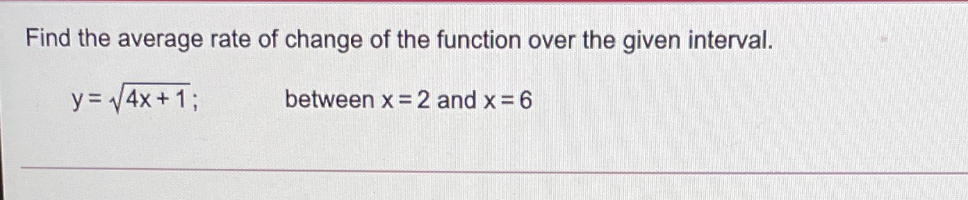 Find the average rate of change of the function