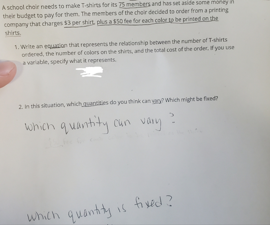 A school choir needs to make T-shirts for its 75