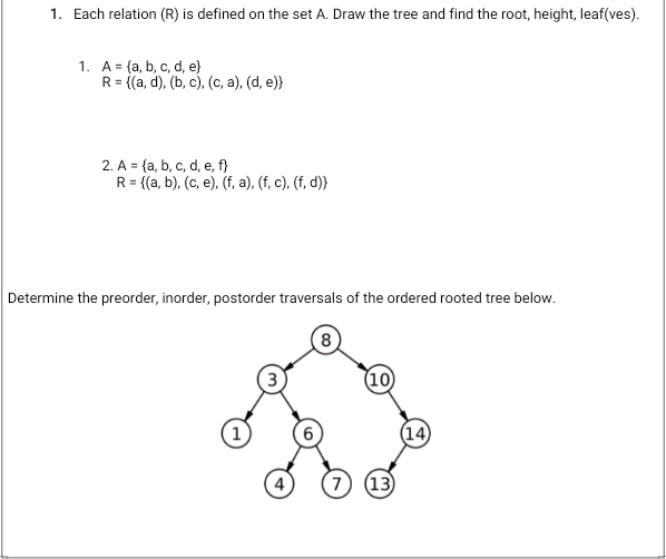 1. Each relation (R) is defined on the set A.