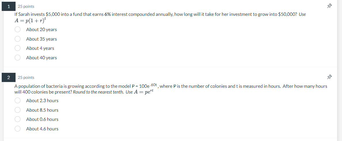 1 25 points What are the values of a, and r of