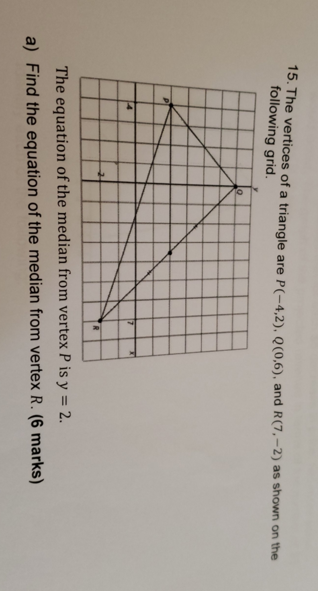 (b) use the equation of the two medians find the