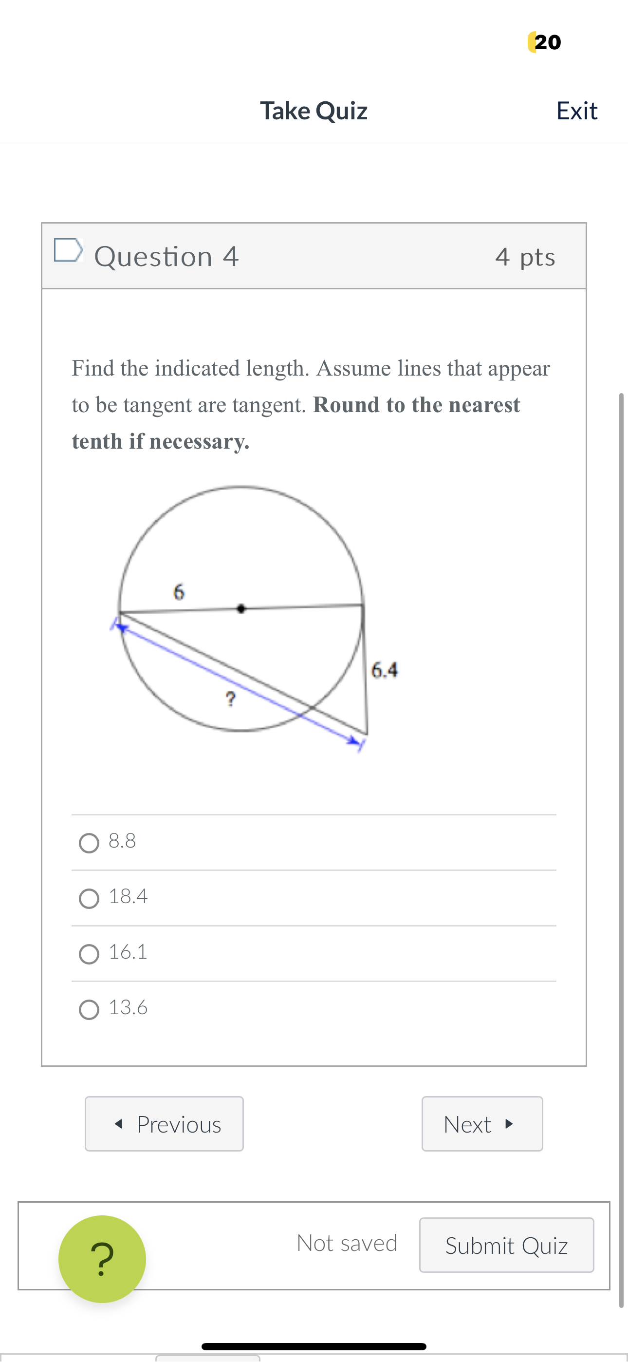 20 Take Quiz Exit D Question 17 4 pts Find the