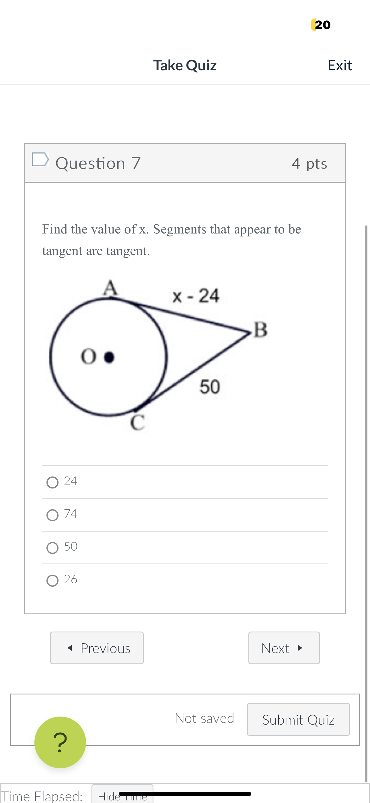 20 Take Quiz Exit D Question 17 4 pts Find the