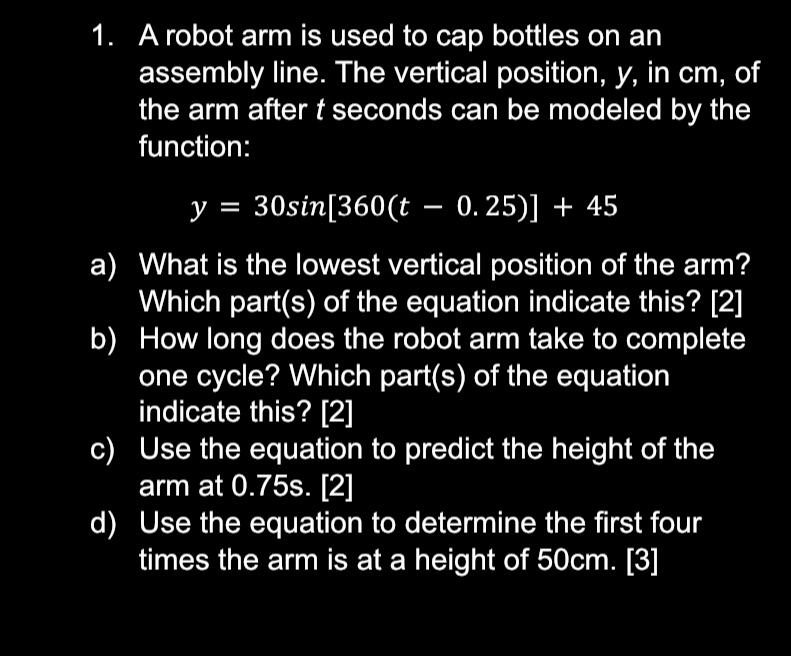 Please answer in full detail and solution A robot