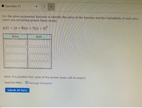 D Question 11 Use the given polynomial function