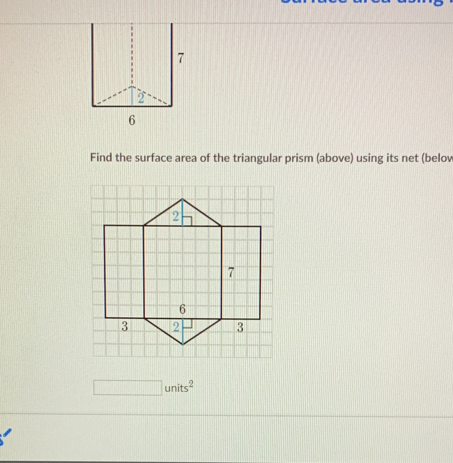 6 Find the surface area of the triangular prism