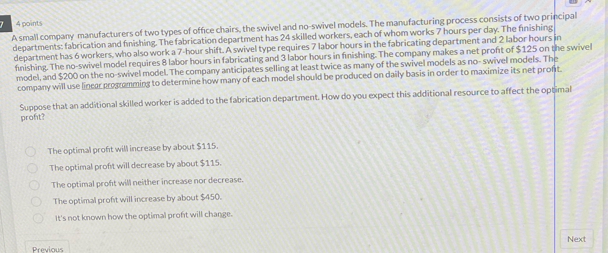 4 points A small company manufacturers of two