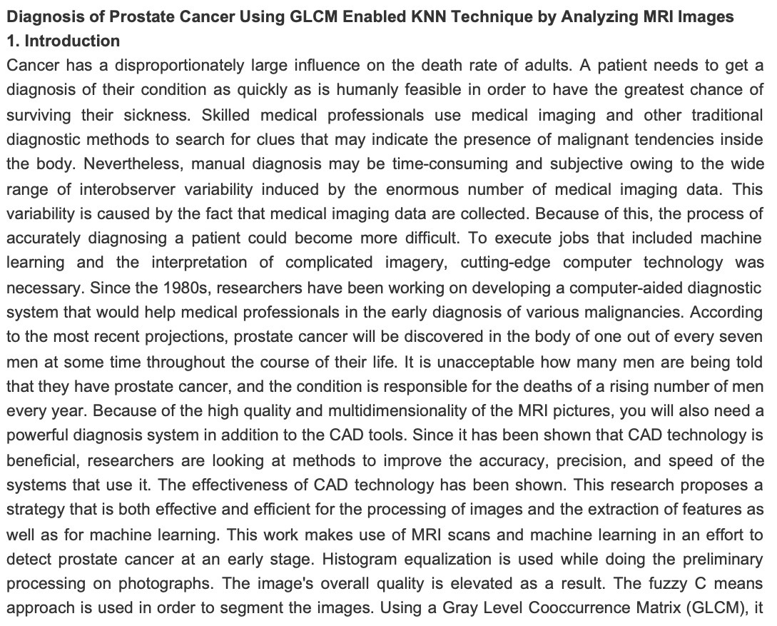 Diagnosis of Prostate Cancer Using GLCM Enabled