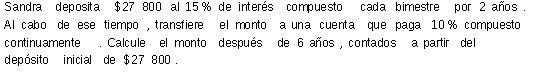 Sandra deposita $27 800 al 15 % de interest