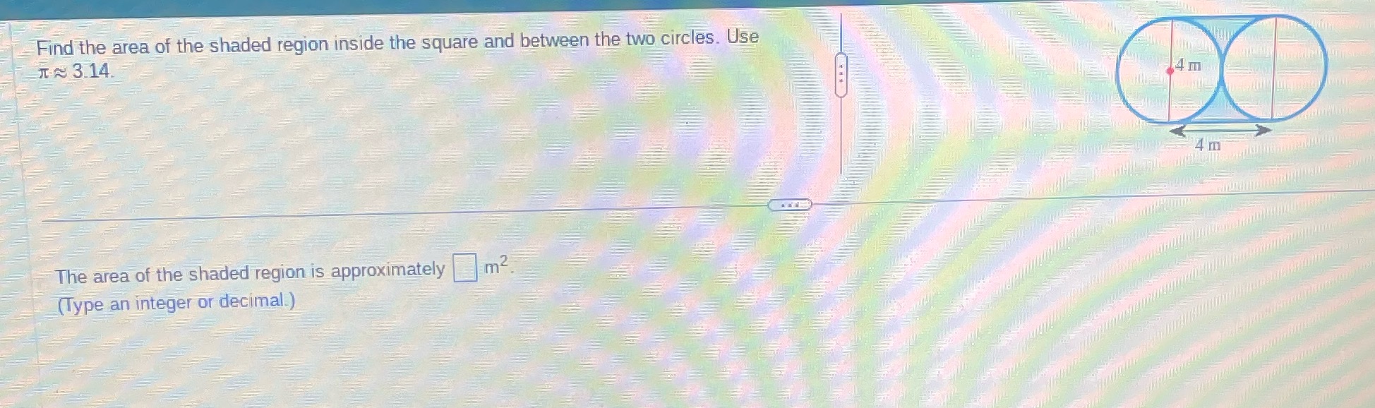 Find the area of the shaded region inside the