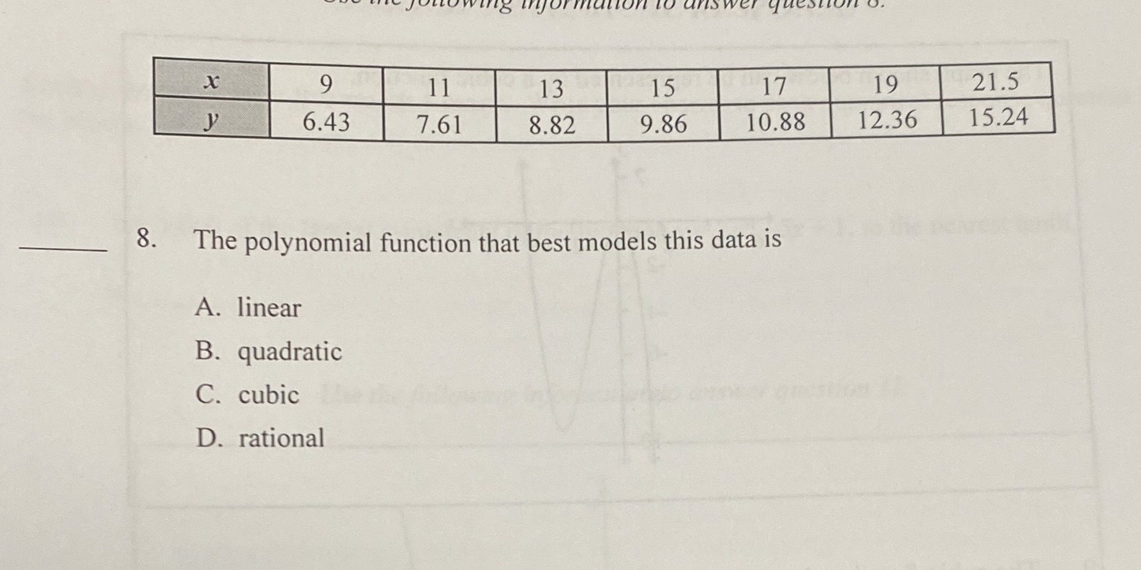 ing information to answer question X O 11 13 15