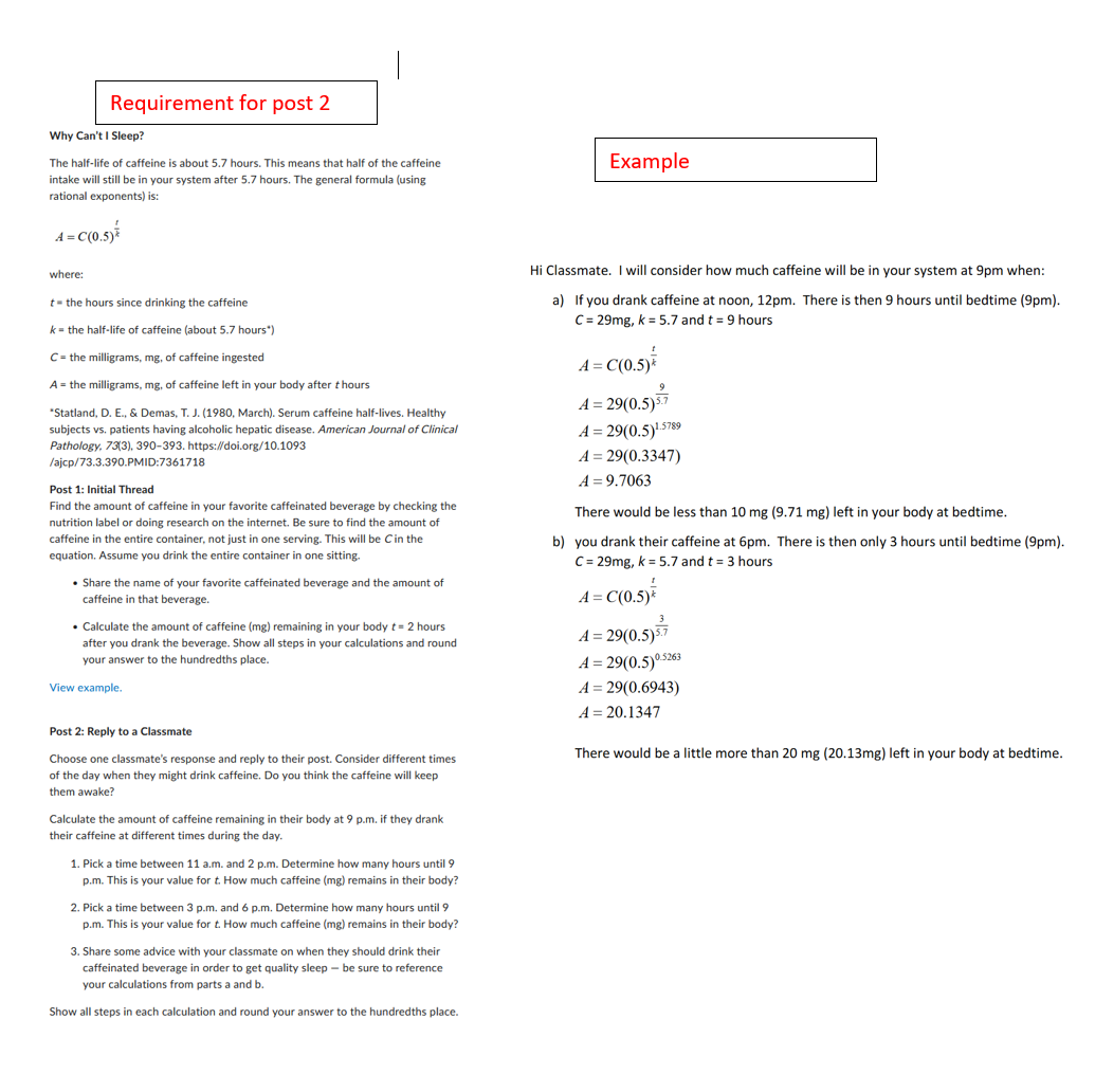 Please show in step by step the math for this
