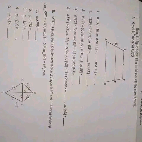 Using the figure below, fill in the blanks with