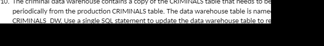 10. The criminal data warehouse contains a copy