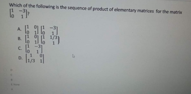 Which of the following is the sequence of product