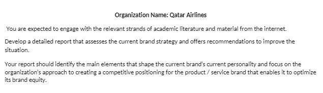 Organization Name: Qatar Airlines You are
