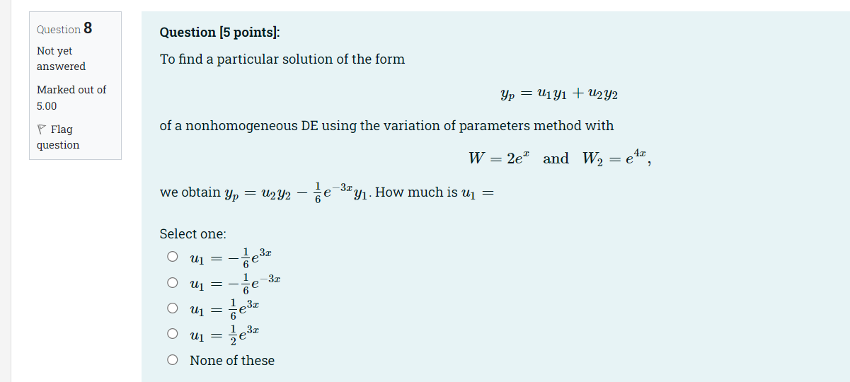 Question 8 Question [5 points]: Not yet To find a