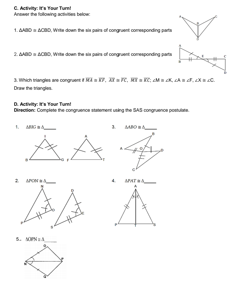 C. Activity: It's Your Turn! Answer the