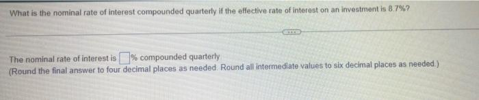 What is the nominal rate of interest compounded