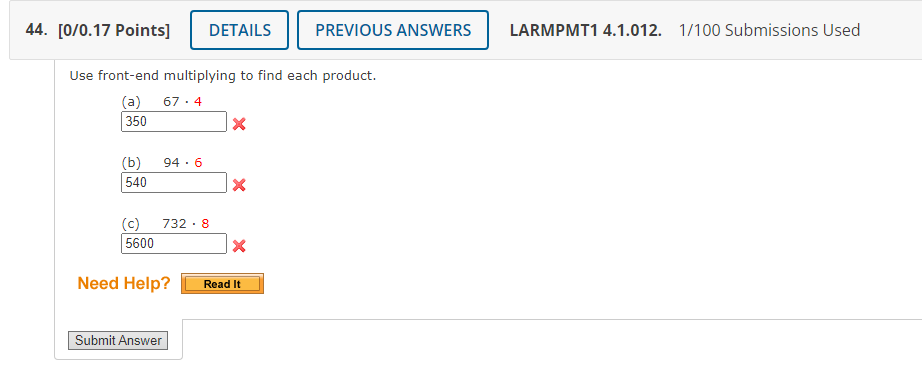 44. [0/0.17 Points] DETAILS PREVIOUS ANSWERS