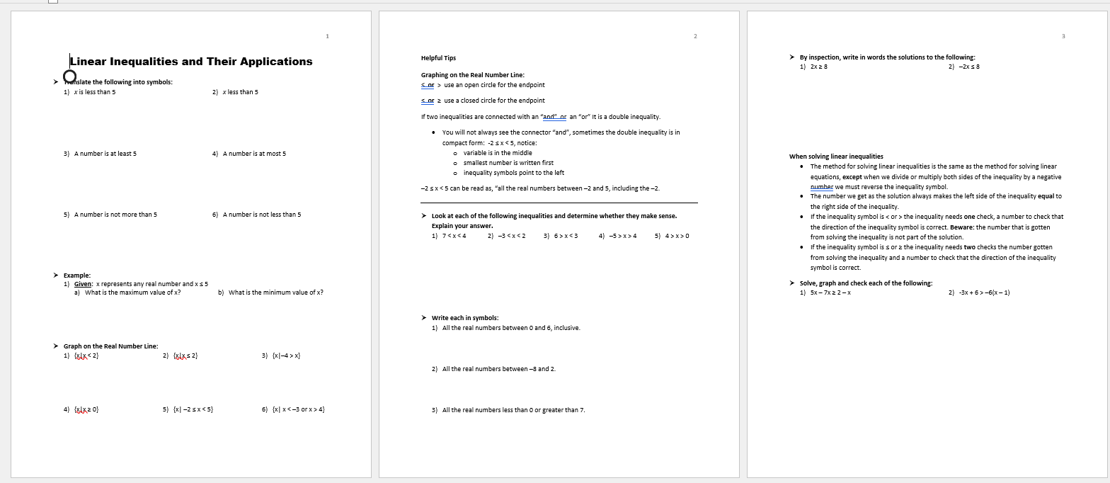 Linear Inequalities and Their Applications