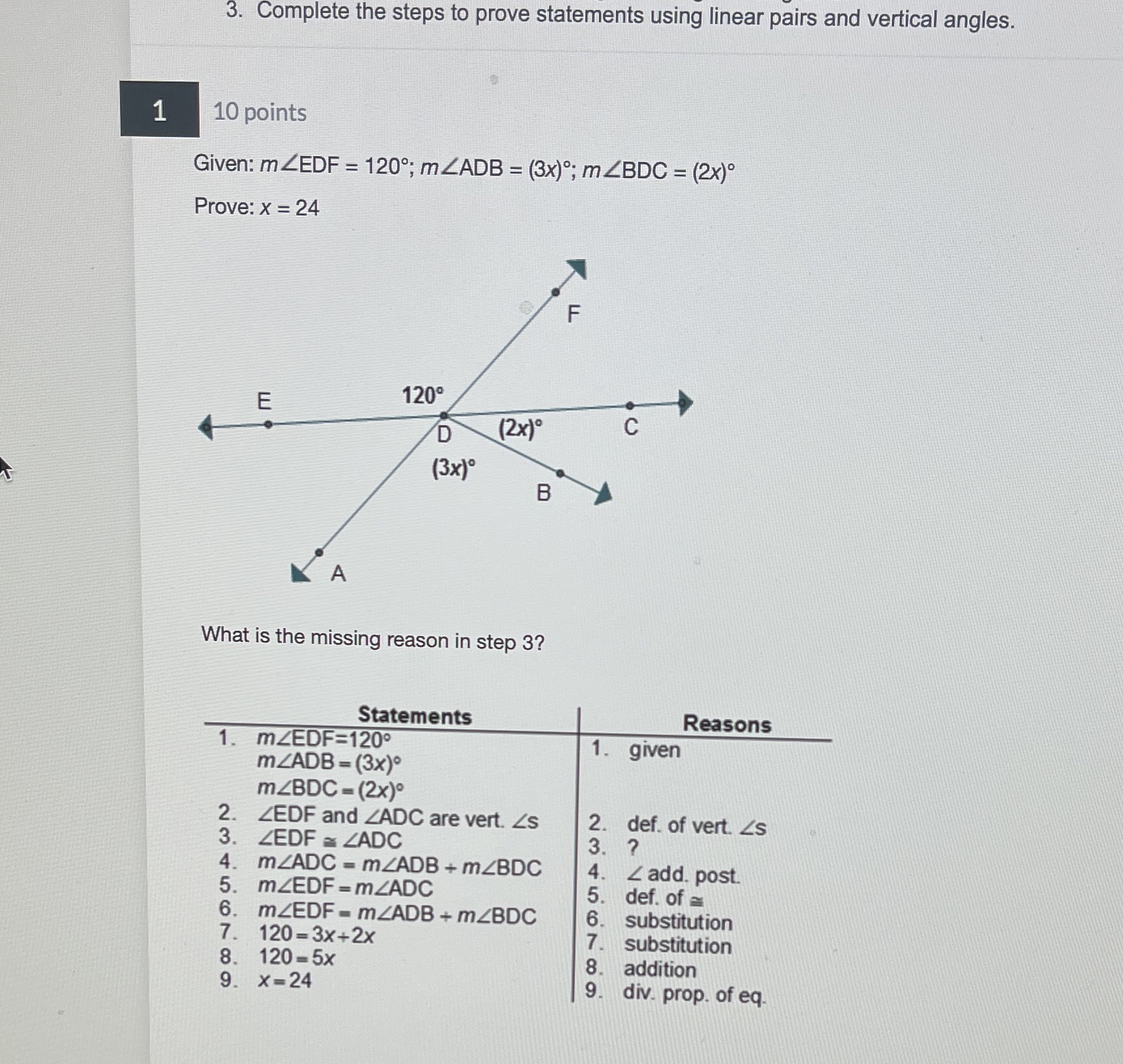 3. Complete the steps to prove statements using