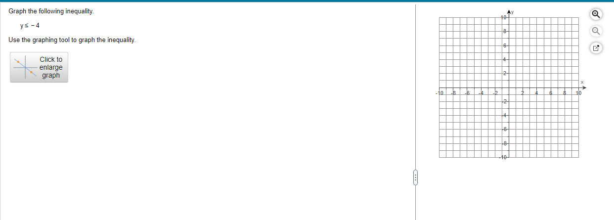 Graph the following inequality. y S - 4- Use lhe