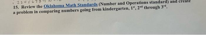1 23456784 15. Review the Oklahoma Math Standards