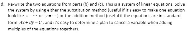 d. Rewrite the two equations from parts {h} and