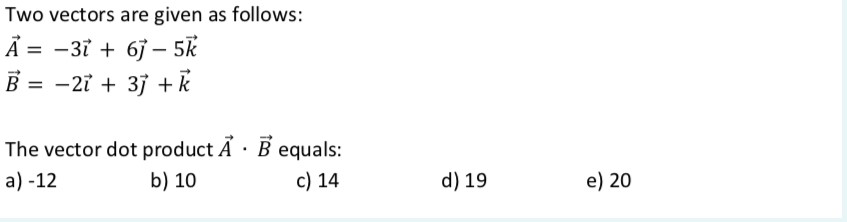 Two vectors are given as follows: A = -31 + 6j -