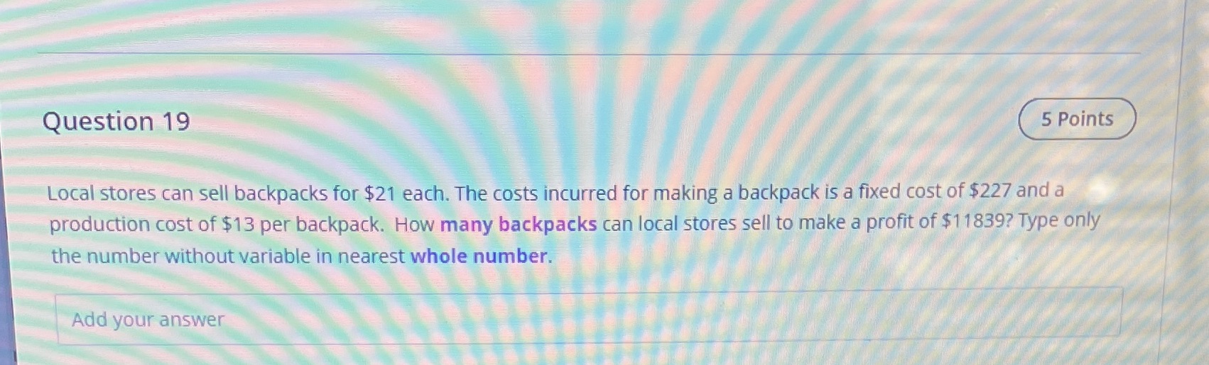 Question 19 5 Points Local stores can sell