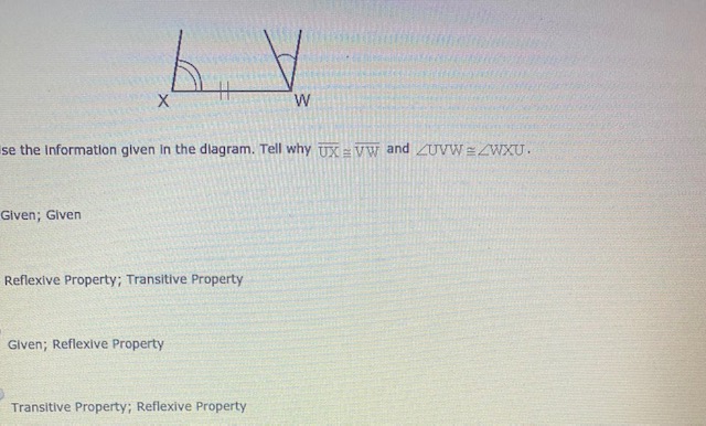 1. V X W Use the Information given in the