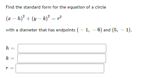 Write the equation of the circle centered at (6,