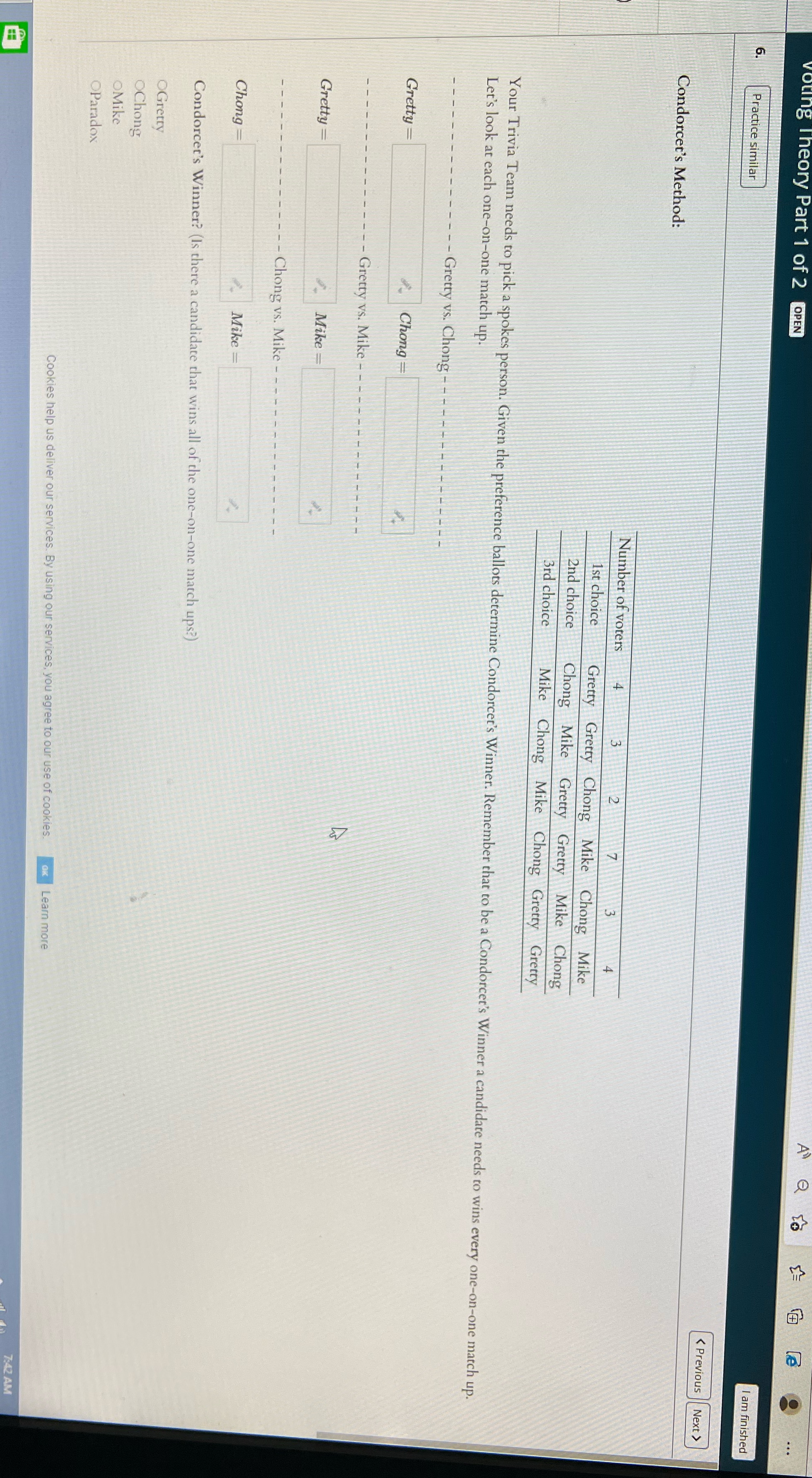 ng Theory Part 1 of 2 OPEN I am finished Practice