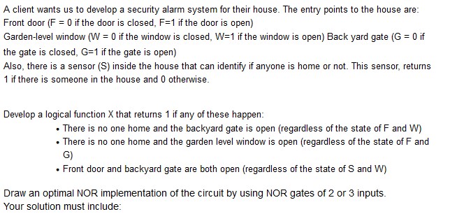 A client wants us to develop a security alarm