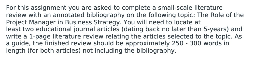 For this assignment you are asked to complete a