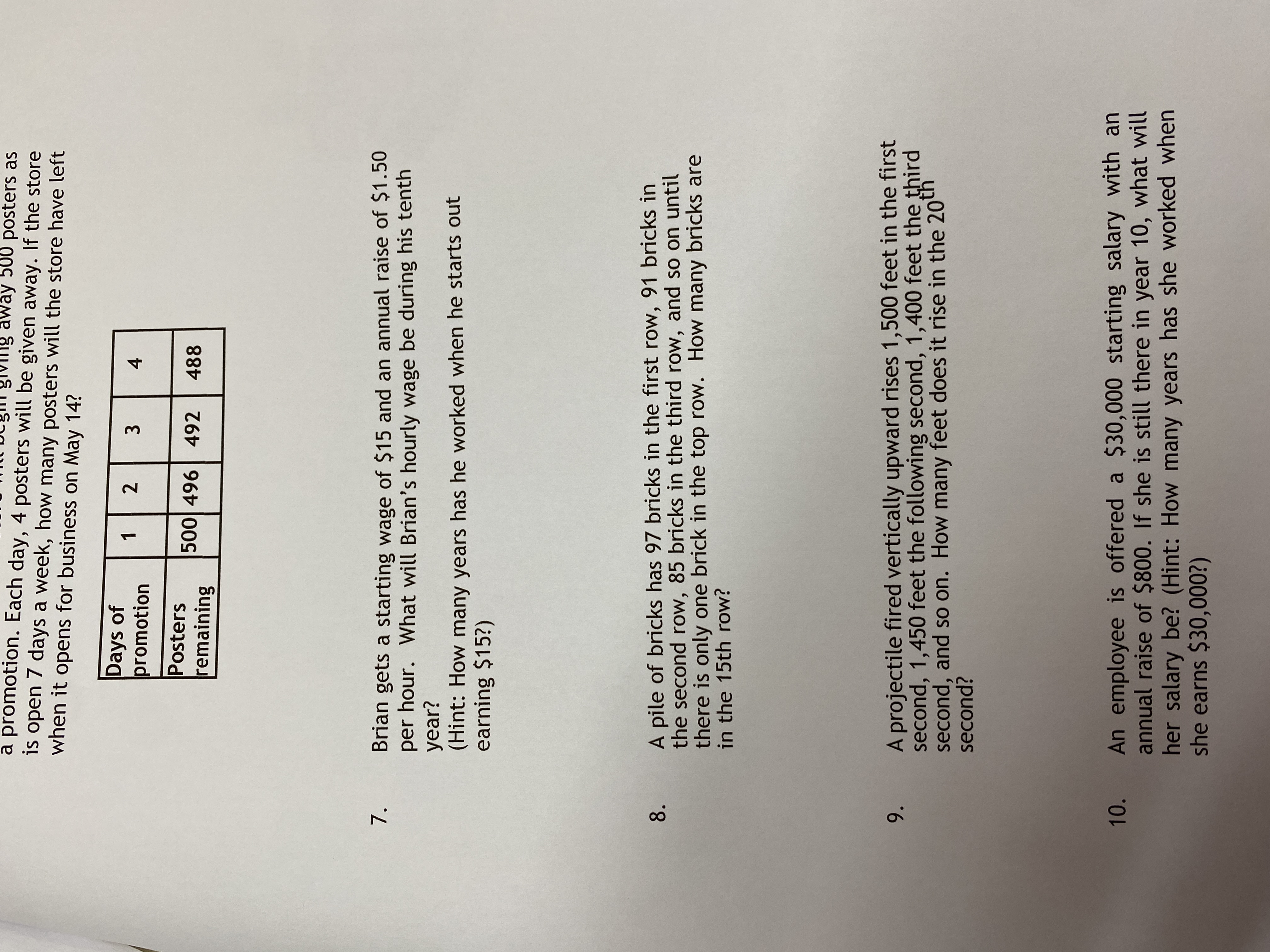 Application of Arithmetic Sequence \fgiving away