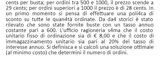 cents per busta; per ordini tra 500 e 1000, il